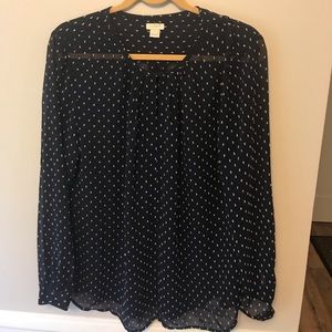 J.Crew sheet navy ditzy polka dot blouse